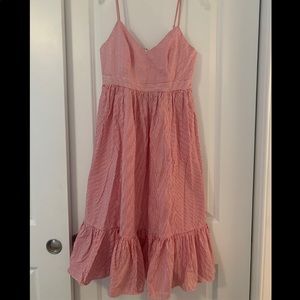 JCrew Pinstripe Drapey Spaghetti Strap Dress